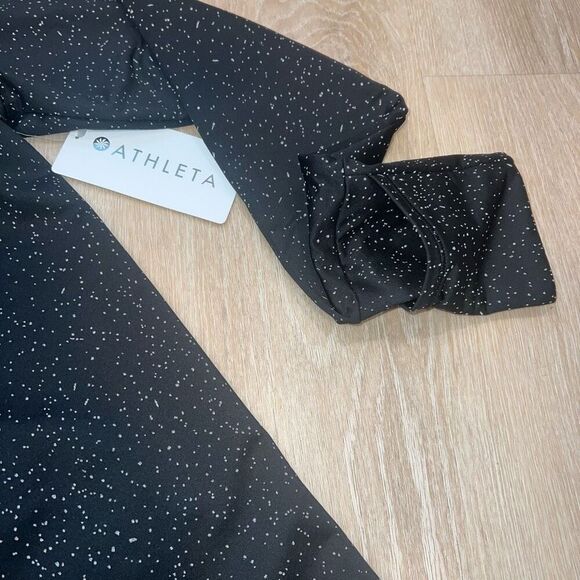 Athleta Whistler Half Zip Quick Dry Fitted Pullover, Black & Spots Women’s Small - Picture 10 of 13